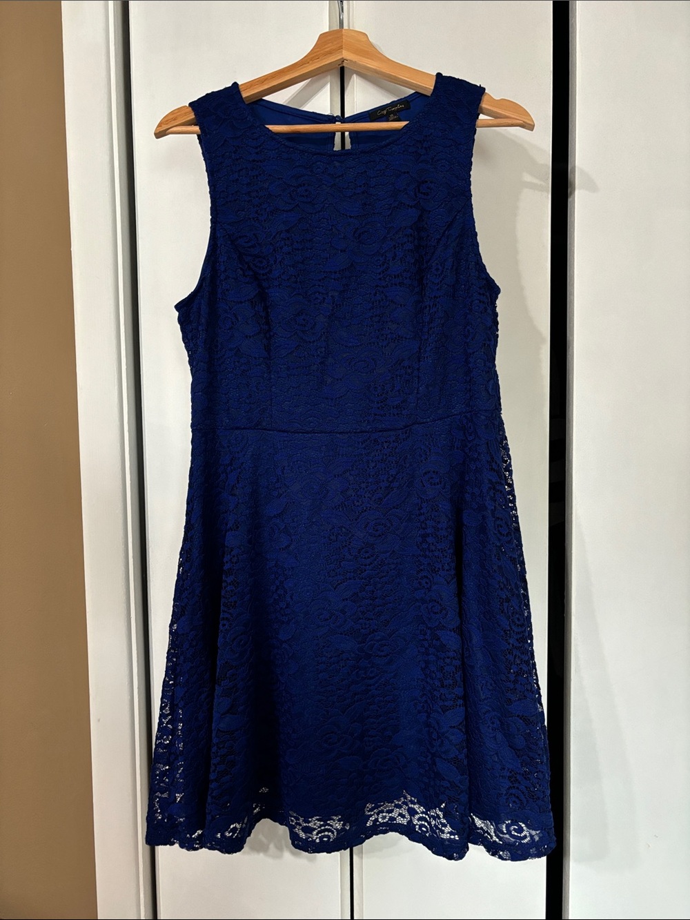 City triangles Classic Lace Fit & Flare Dress - Navy Blue